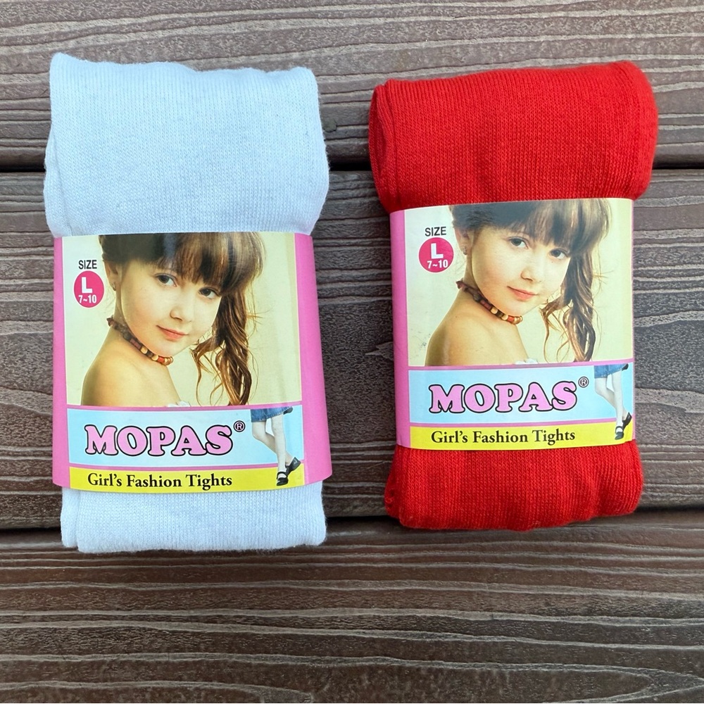 2 for $5 🤑Size 7/8 Mopas Girl's Fashion Tights - Red and White
